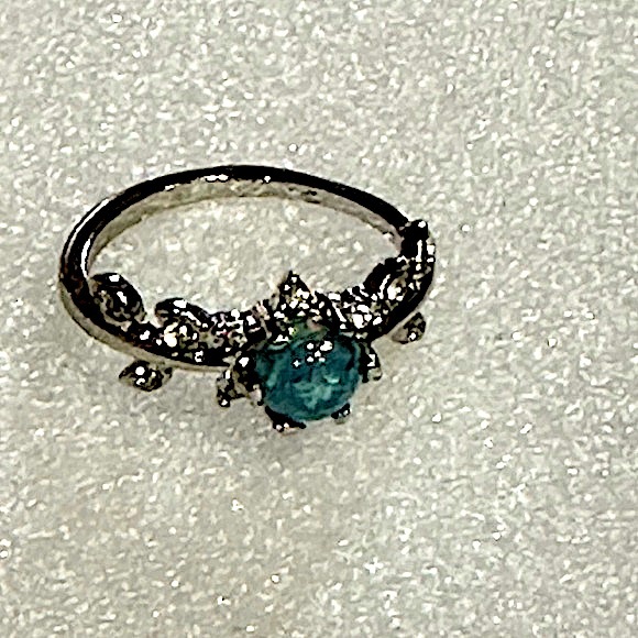 Silver Round Cut Blue Simulated Opal Rings Couple's Day Gift Size6 - Picture 4 of 10